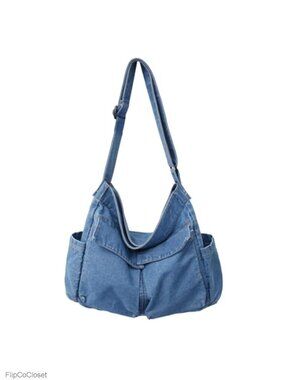 Denim Canvas Messenger Shoulder Bag Adjustable Strap Hobo Tote